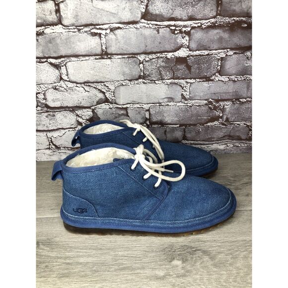 UGG Neumel Blue Fabric Fur WHT Lace Up Chukka Boots Men Sz 43EU/10M US 1117613 main image 13